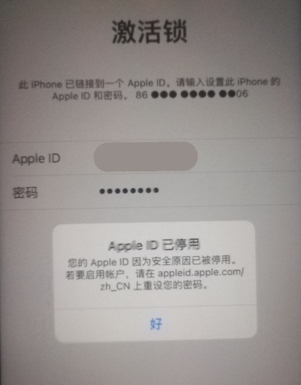 兰洋镇苹果手机维修分享iPhone 12 出现提示“Apple ID 已停用”怎么办 