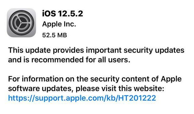 兰洋镇苹果手机维修分享iOS12.5.2发布，建议所有老苹果用户安装 